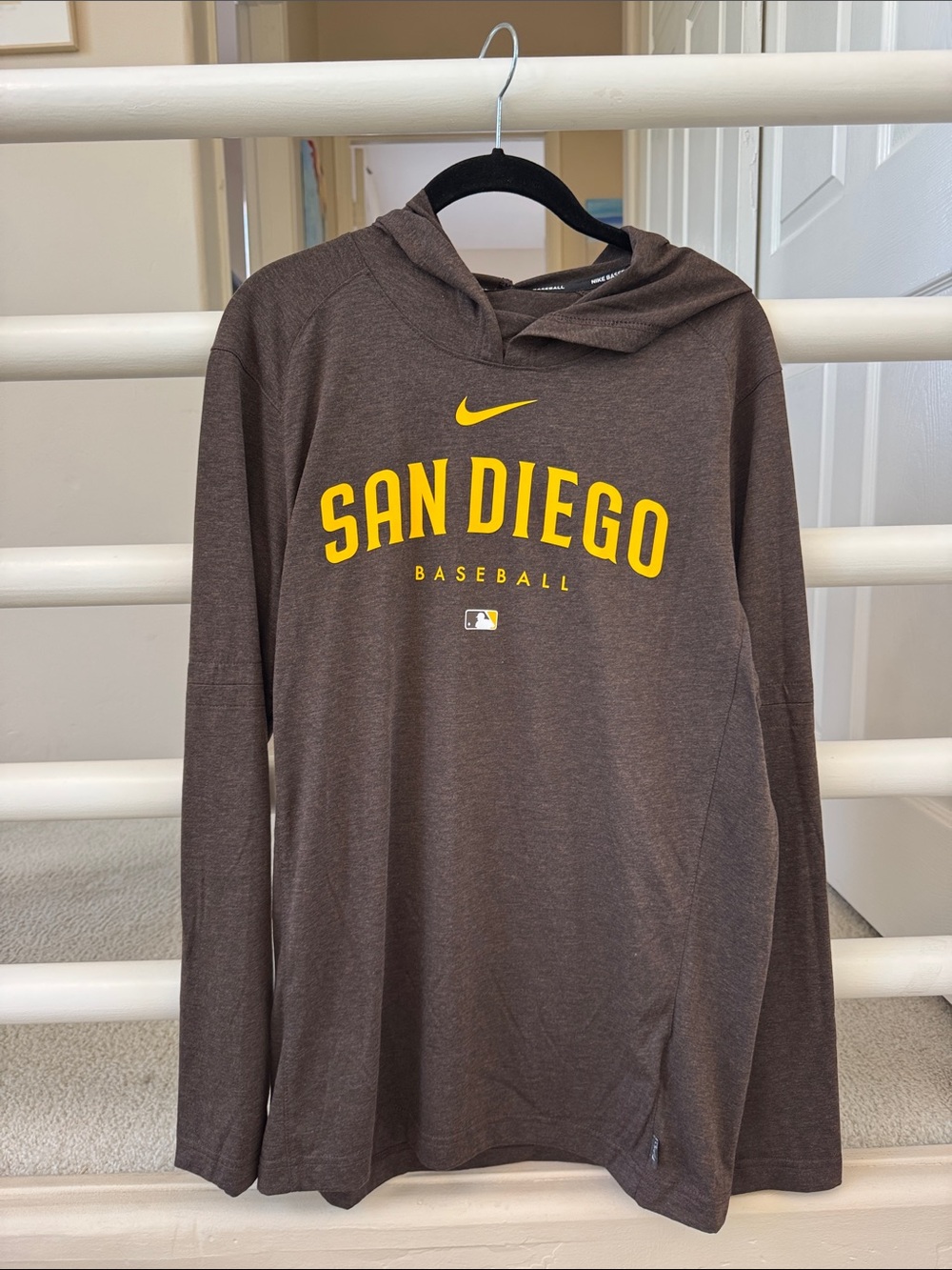 Nike Brown San Diego Baseball Hoodie with Yellow Logo